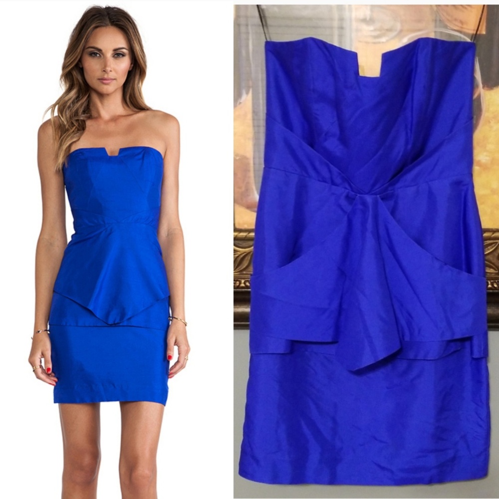 Sale SUBOO Origami blue strapless gown party dress